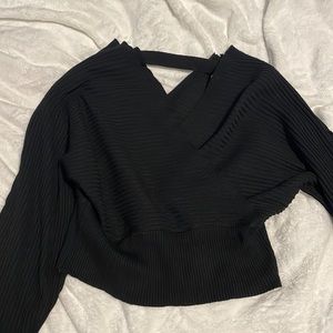 No Comment NY LA medium black crop long sleeve